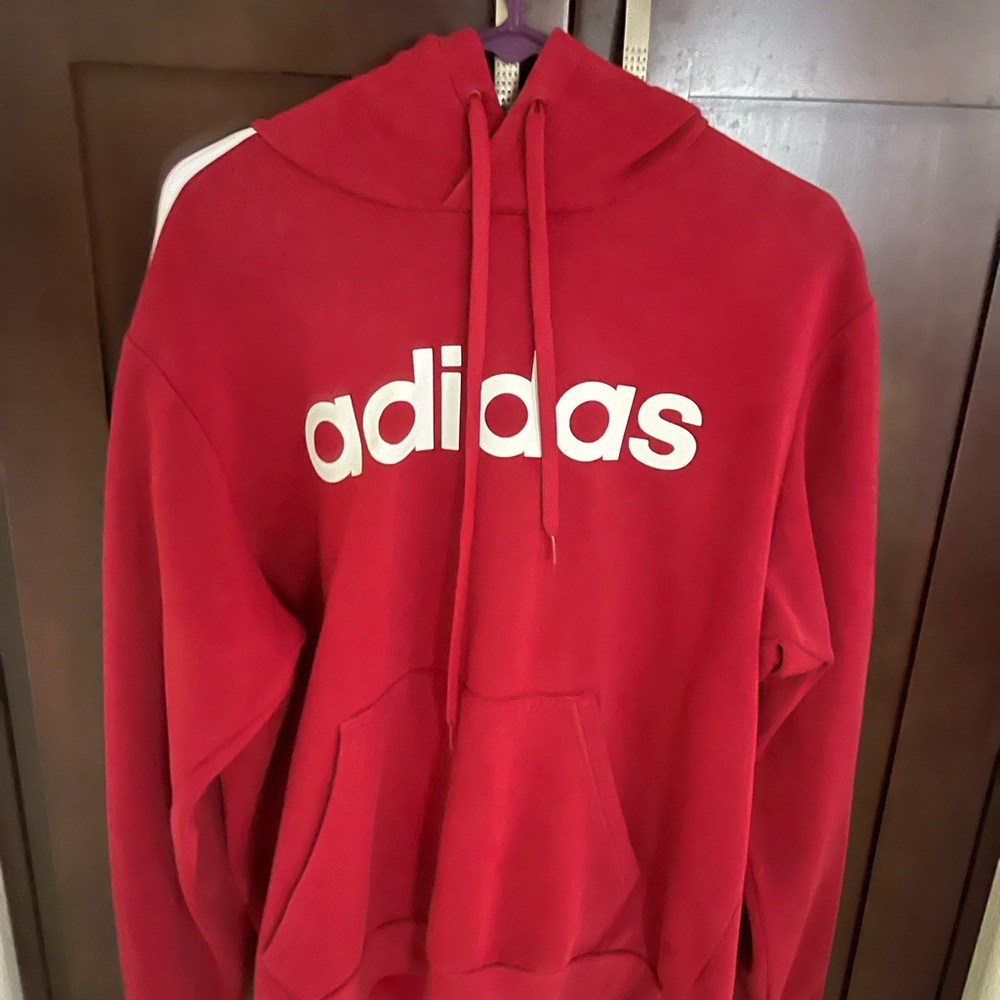Adidas Men's Essentials 3-stripes Pullover Fleece Hooded Sweatshirt LARGE